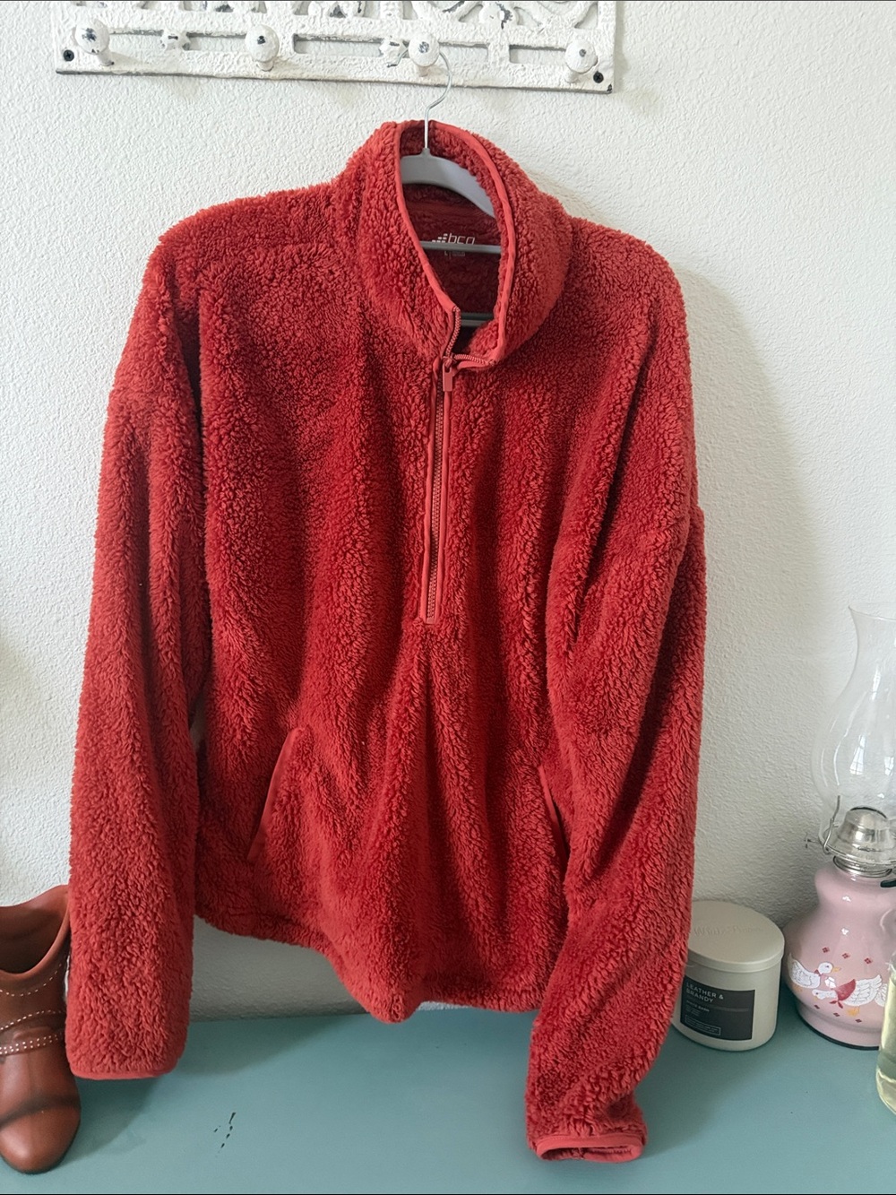 bcg Red Sherpa Half-Zip Pullover